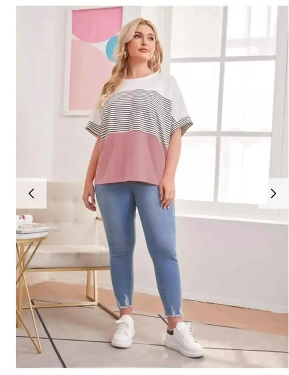 Plus Striped Colorblock Tee - Picture 1 of 6